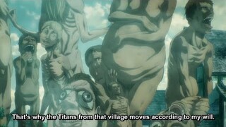 Zeke and The Marleyans transform Connie's Village into titans Attack on titan s4 ep 13 (english sub)