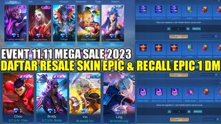 RESALE SKIN EPIC LIMIT DAN RECALL TAS TAS 1 DIAMOND! EVENT 11.11 MEGA SALE MOBILE LEGENDS 2023