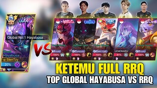 KETEMU FULL RRQ + REAKSI BANG XINNN ! MATCH PANAS TOP GLOBAL HAYABUSA VS RRQ ! Mobile Legends !