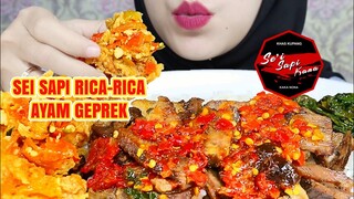 ASMR SEI SAPI KANA SAMBAL RICA-RICA + AYAM GEPREK PEDAS | Asmr Indonesia