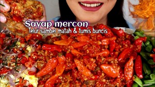 ASMR SAYAP MERCON + TELUR SAMBEL MATAH + TUMIS BUNCIS | ASMR MUKBANG INDONESIA