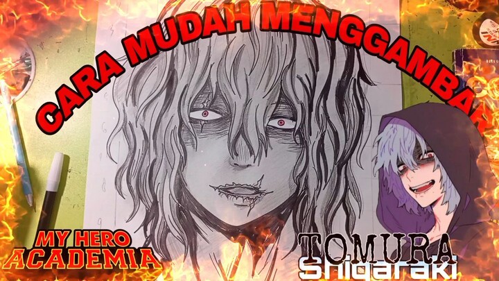 cara mudah menggambar anime my Hero academia, tomura shigaraki