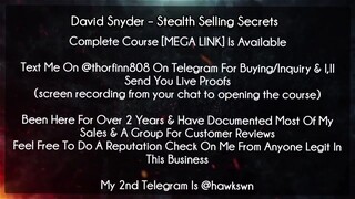 [40$]David Snyder – Stealth Selling Secrets Course Download