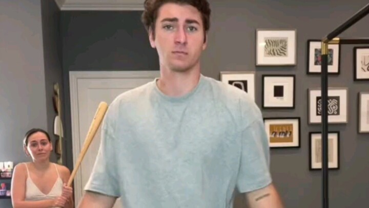 Bro forced by his girlfriend to do the "Made You Look" dance 😂