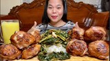 GRILLED CHICKEN & KANGKONG IN OYSTER SAUCE FILIPINO FOOD MUKBANG
