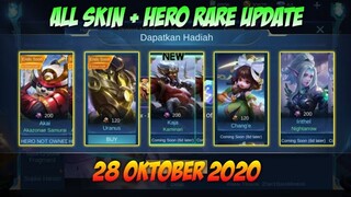 ALL SKIN & HERO RARE FRAGMENT UPDATE - 28 OKTOBER 2020 | MOBILE LEGENDS BANG BANG