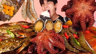 ENG SUB)Soy Sauce Marinated Octopus,Crab,Shrimp,Abalone Eat Mukbang🦀Korean ASMR 후니 Hoony Eatingsound