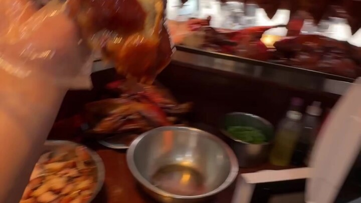 The uncle says that with today’s pension, he’s getting an extra half a kilo of roast duck—but no duc