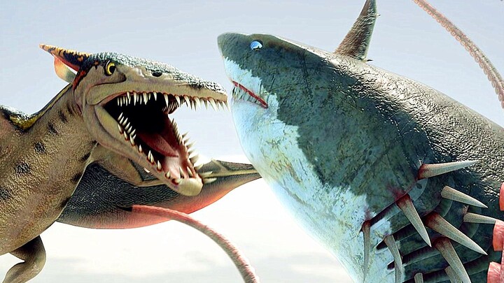 【ตะโกนโหยหวน】ฉลามแปดขาบุกต่อสู้กับปลากระเบนและไพลโอซอร์ ครูชีววิทยาดูจบแล้วอยากตบหน้าผู้กำกับสองที