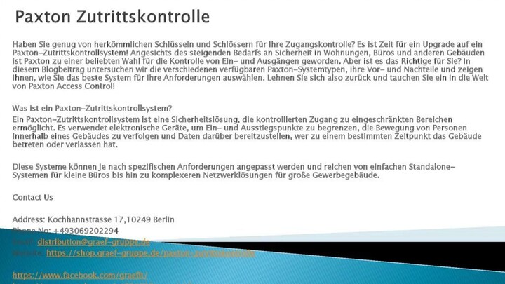 Paxton Zutrittskontrolle