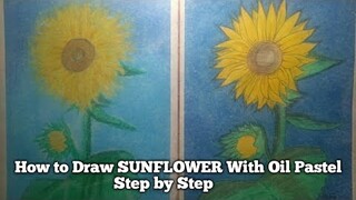 How to draw Sunflower with oil pastel step by step