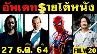 อัพเดทรายได้หนัง Spider Man - The King's Man - The Matrix 4 - 4Kings - Sing 2 อื่นๆ ณ 27 ธ.ค. 64