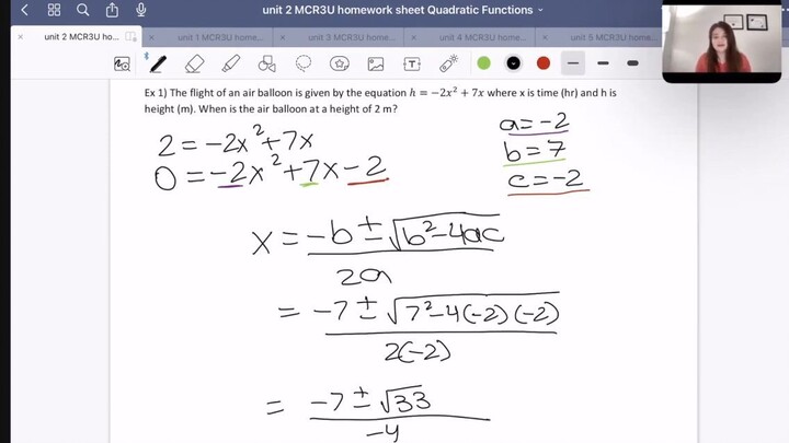 使用二次公式求解 Solving Using the Quadratic Formula