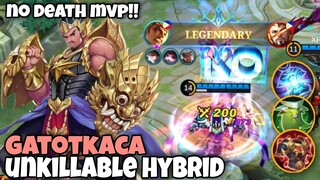 Unkillable Hybrid Gatotkaca | NO DEATH MVP | Sustain Build + Mage Emblem