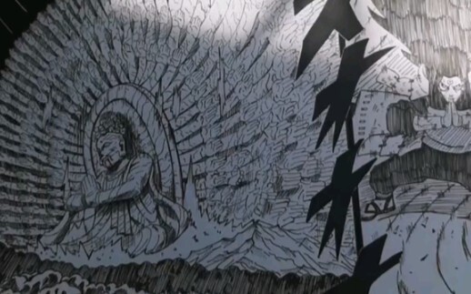 Gambar pena hitam putih yang digambar tangan tentang Naruto
