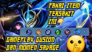 GAMEPLAY GUSION DAN BUILD TERSAKIT LANGSUNG COBA DI RANK DAPAT SAVAGE 😎