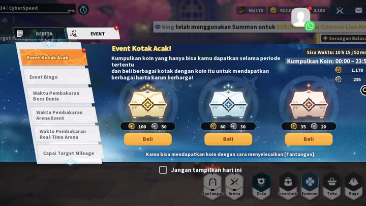 Claim Event kotak Acak