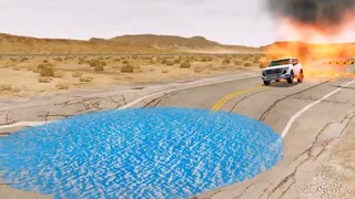 Flatbed Truck Mcqueen  _ Transportation with Truck - Pothole vs Car _444 - BeamN