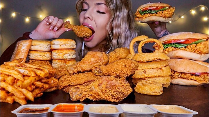 ASMR MOST POPULAR FOOD AT POPEYES (CHICKEN SANDWICH, FRIED CHICKEN, CAJUN FRIES,