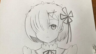 วาดรูปอนิเมะผู้หญิง REM ReZERO รีเซทชีวิต ฝ่าวิกฤตต่างโลกค้นรูป