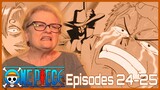 Zoro vs. Mihawk! | Grandma Watches One Piece Episode 24 and 25 | GRANIME
