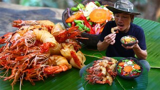 Crispy Fried Shrimp recipe - Cooking Shrimp Rolling Butter and pork Belly eating So Yummy