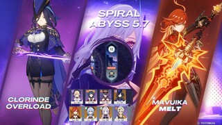 Spiral Abyss 5.7 Clorinde Overload Hypercarry & Mavuika Melt | Genshin Impact