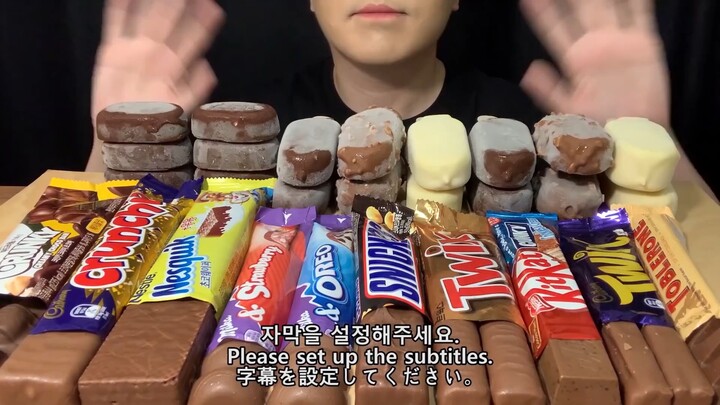 ASMR MAGNUM NUTELLA MALTESERS KITKAT CHOCOLATE ICE CREAM DESSERT MUKBANG