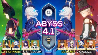 C0 Tighnari Hyperbloom & C0 Lyney Vaporize I Spiral Abyss 4.2 Floor 12 9 stars Genshin Impact