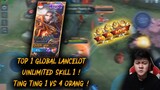 TOP 1 LANCELOT UNLIMITED SKILL 1 GAMEPLAY ! 1vs4 TING TING MODE ON - Mobile Legends