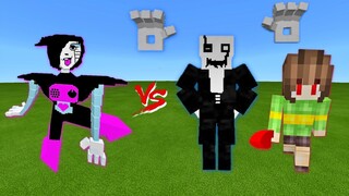 Mettaton vs. Gaster, Chara in Minecraft PE | Undertale Civil War | Epic Battle