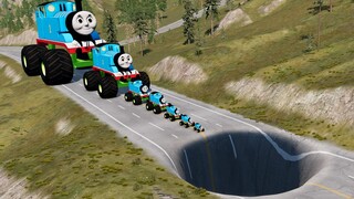 Big & Small Monster Truck Thomas the Train vs Giant Pit | BeamNG.Drive