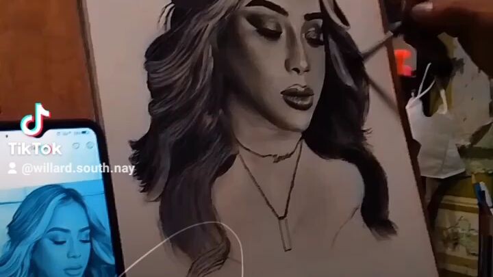 portrait charcoal and graphite art