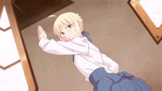 Is Saber trying to turn into Kamen Rider with this gesture?