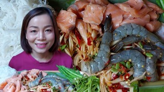 ตำบักหุ่ง แซลม่อล กุ้งสด แซ่บ นัว ละมุนลิ้น13/สิงหาคม/64