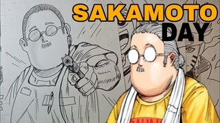 menggambar sakamoto dari anime Sakamoto days
