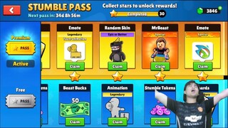 OPEN STUMBLE PASS AND SPIN SKIN MR BEASTT ! LETSGOO STUMBLE GUYS BLOCK DASH ONLY | Live Stumble Guys