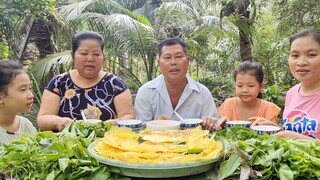 Tép Bạc Non Đổ Bánh Xèo Cuốn Rau Vườn Chấm Mắm Chua Trúng Mánh Ngày Đổ Lú| TKQ & Family T741