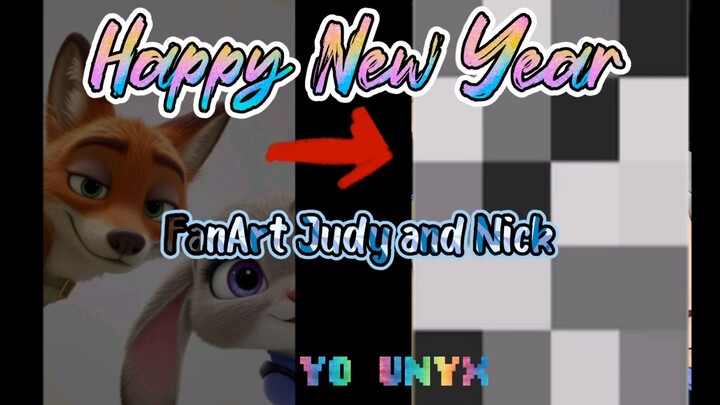 [YORUNYX] FanArt - Judy And Nick - Happy New Year Edition