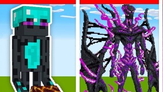 [Noob vs. Boss vs. Hacker vs. God] Challenge to build an Enderman statue?!