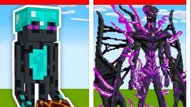 [Noob đấu với Boss đấu với Hacker đấu với God] Thử thách xây dựng một bức tượng Enderman?!