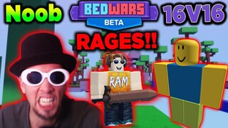 Noob Gets Destroyed 16V16 in Roblox BedWars (kits update)