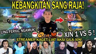 KEBANGKITAN SANG RAJA! AKSI GILA XIN 1 VS 5! REACTION STREAMER RRQ VS SMG