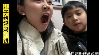 爸爸的饼还没吃完，儿子又给妈妈画饼了