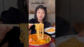 CHEESY RAMEN HOT POT #shorts #viral #mukbang