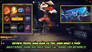 Free Fire| Test trước nắm đấm vũ trụ sinh nhật 5 tuổi - Ak rồng xanh quay lại bất ngờ nâng cấp dễ