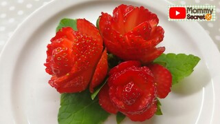 วิธีทำดอกกุหลาบสตรอว์เบอร์รี How to make strawberry rose.Valentine's Day .