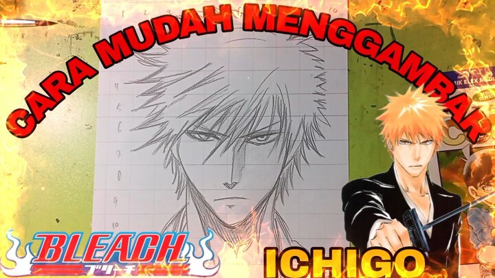 cara mudah menggambar anime Bleach, Ichigo