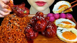 SPICY FOOD||Spicy Fire Chicken Noodles, Spicy Fried Chicken, Fried Eggs * MUKBANG SOUNDS *