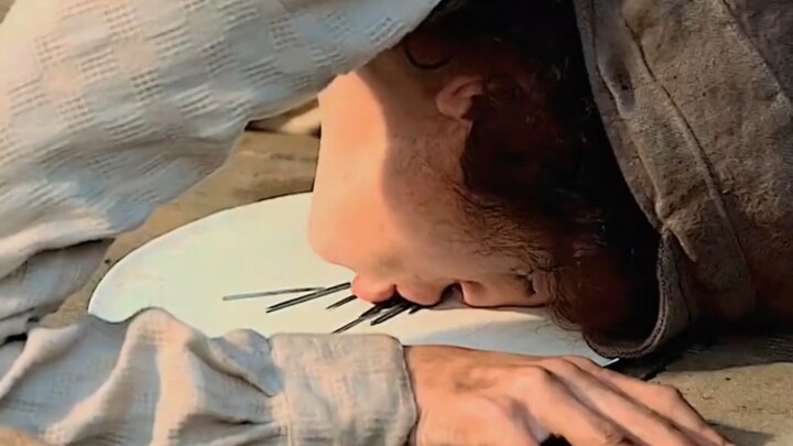 A boy picks up a nail with his mouth and swallows it, but after a bout of dry heaving, he actually s